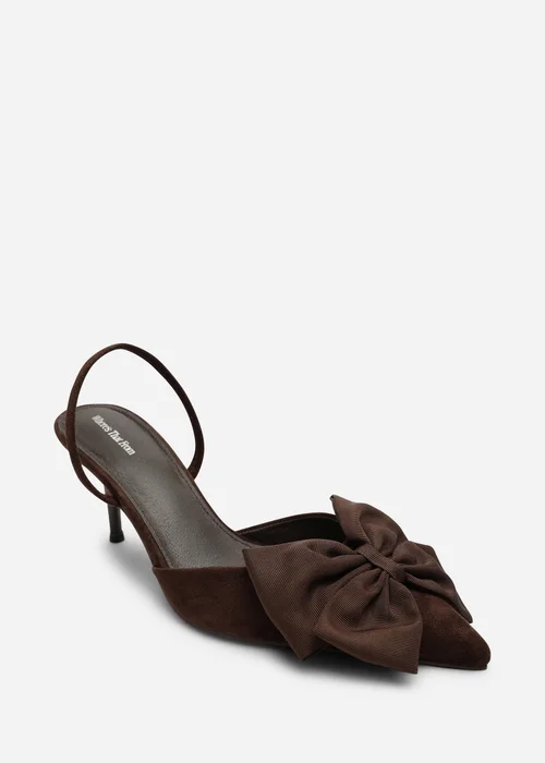 Where's That From Plavira Brown Bow Detail Low Slingback Court Shoes - 5 Image 3