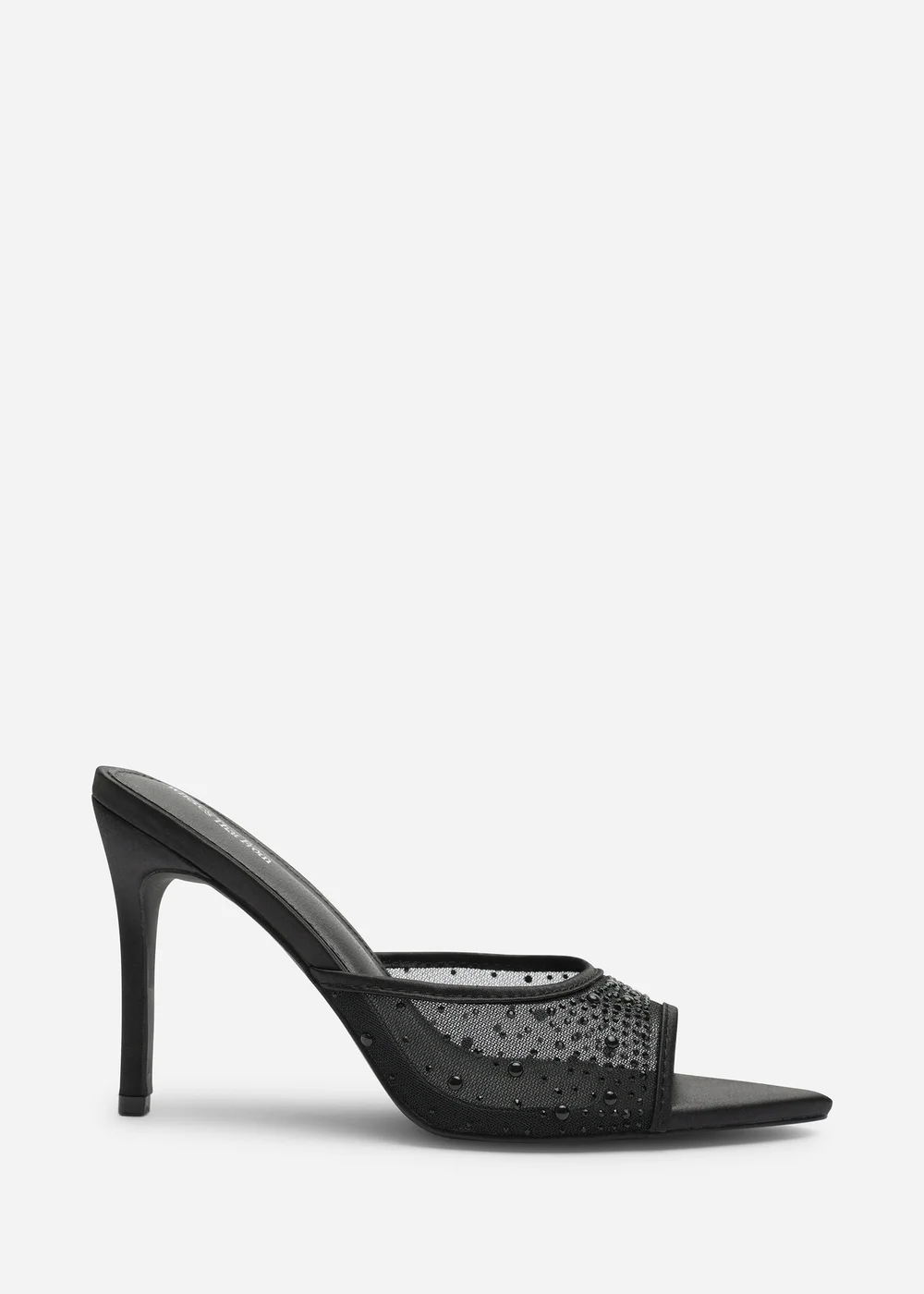 Where's That From Qorelle Black Mesh Mules With Diamante Detail - 8 Image 1