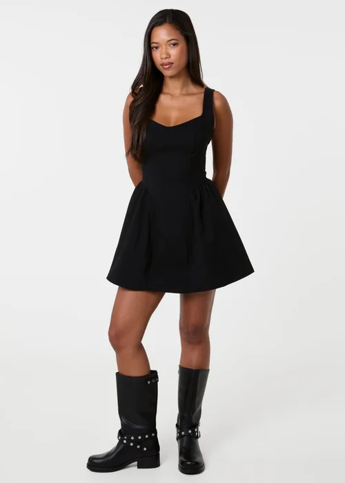Pink Vanilla Black Bengaline Bra Cup Detailed Gathered Dress - L Image 1