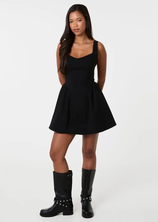 Pink Vanilla Black Bengaline Bra Cup Detailed Gathered Dress