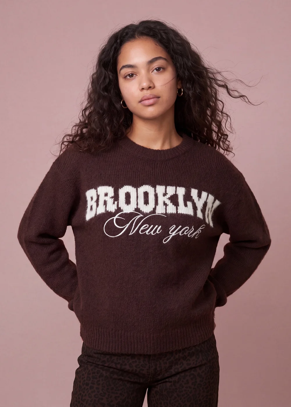 Pink Vanilla Brown Brooklyn Soft Knit Jumper - S/M Image 1