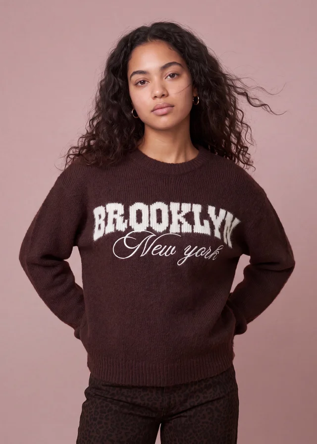 Pink Vanilla Brown Brooklyn Soft Knit Jumper