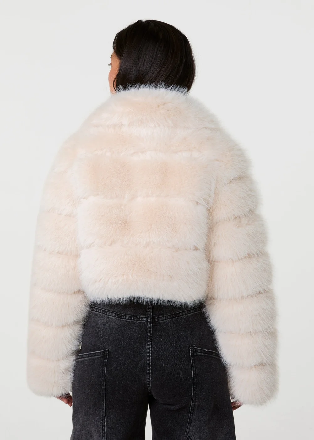 Pink Vanilla Cream Faux Fur Cropped Coat - M/L Image 5