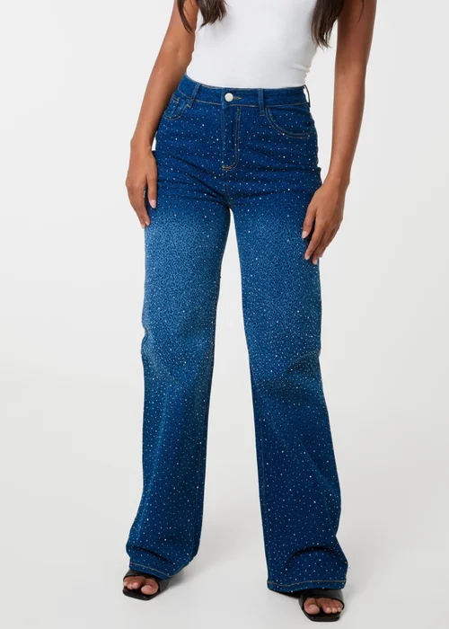 Pink Vanilla Brown Animal Print Sparkly Wide Leg Jeans - 8 Image 2