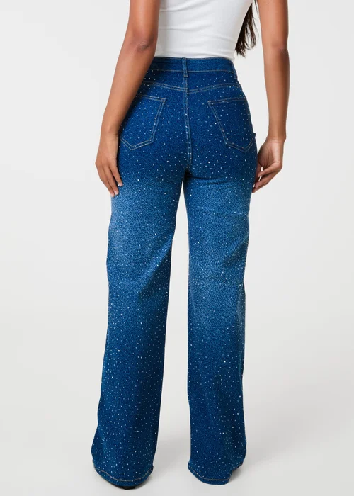 Pink Vanilla Brown Animal Print Sparkly Wide Leg Jeans - 8 Image 4