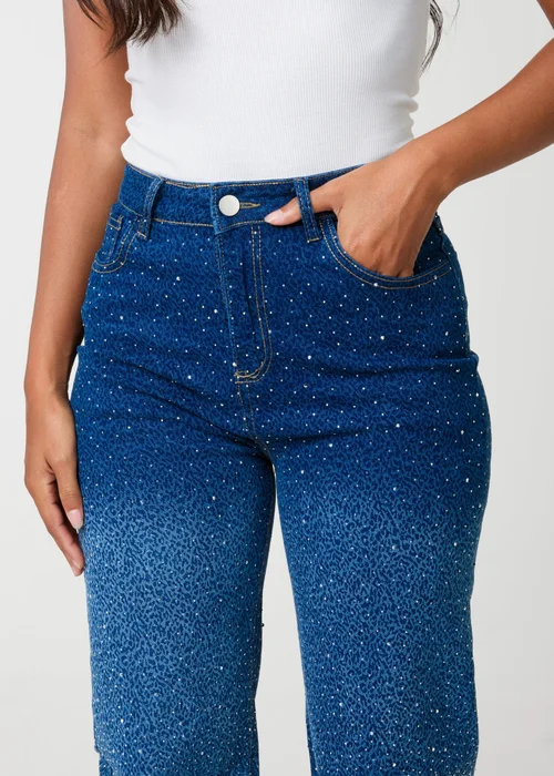 Pink Vanilla Brown Animal Print Sparkly Wide Leg Jeans - 8 Image 3