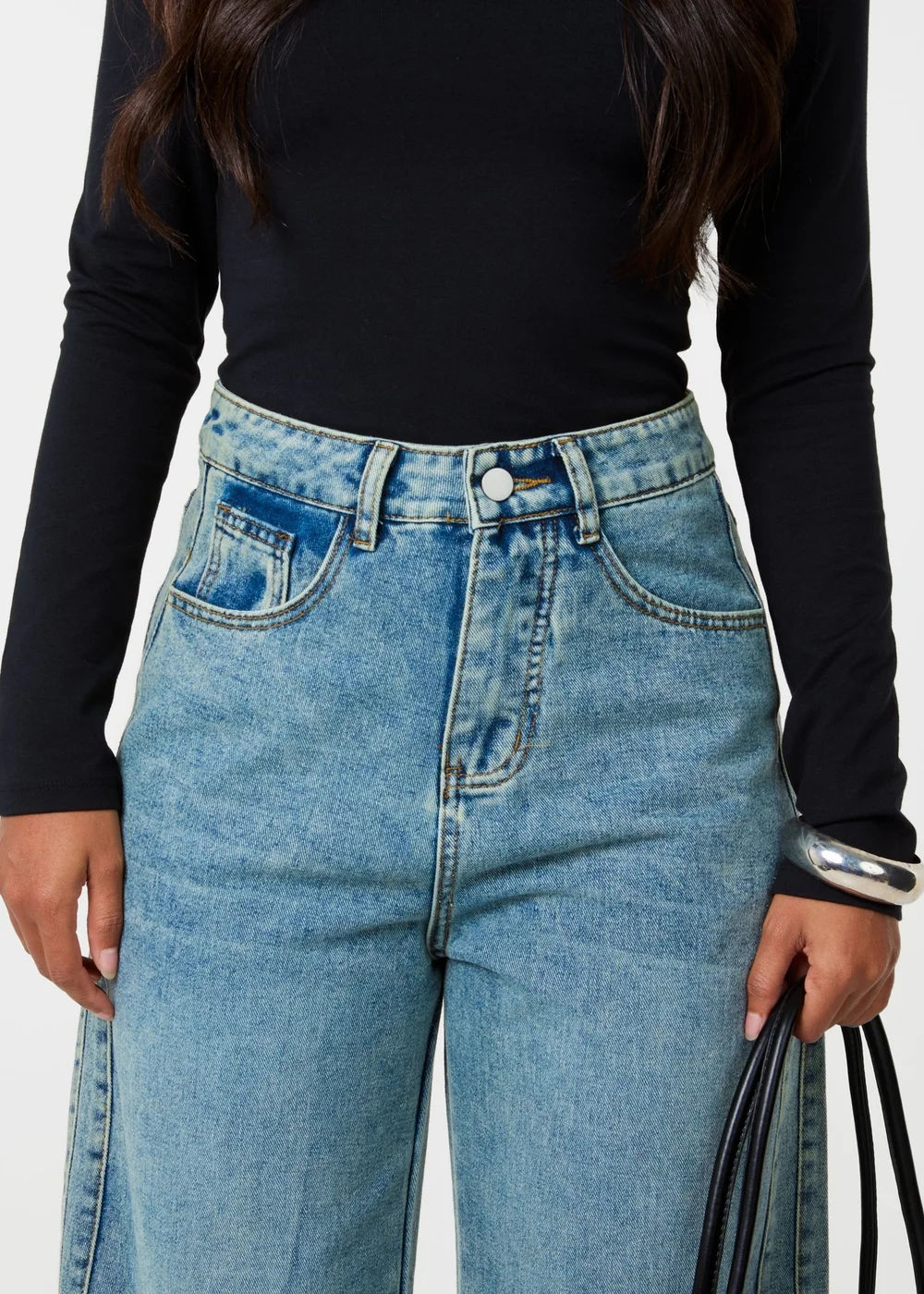 Pink Vanilla Blue Seam Detail Wide Leg Jeans - 12 Image 3