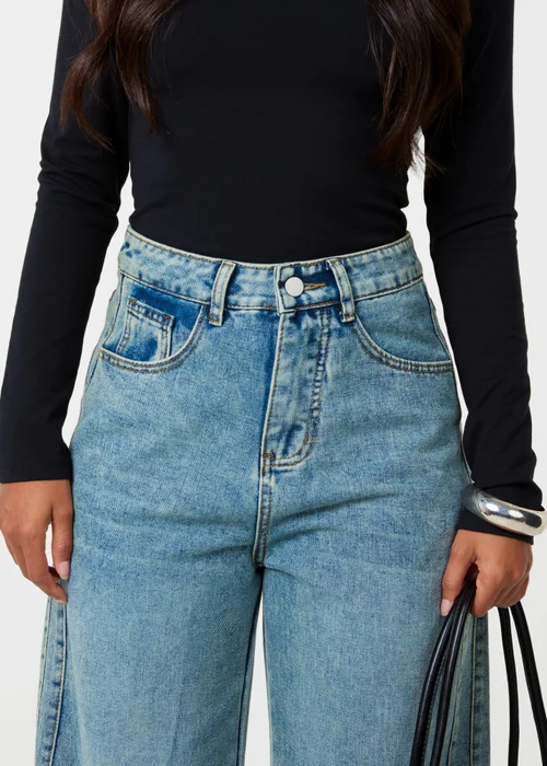 Pink Vanilla Blue Seam Detail Wide Leg Jeans - 12 Image 3