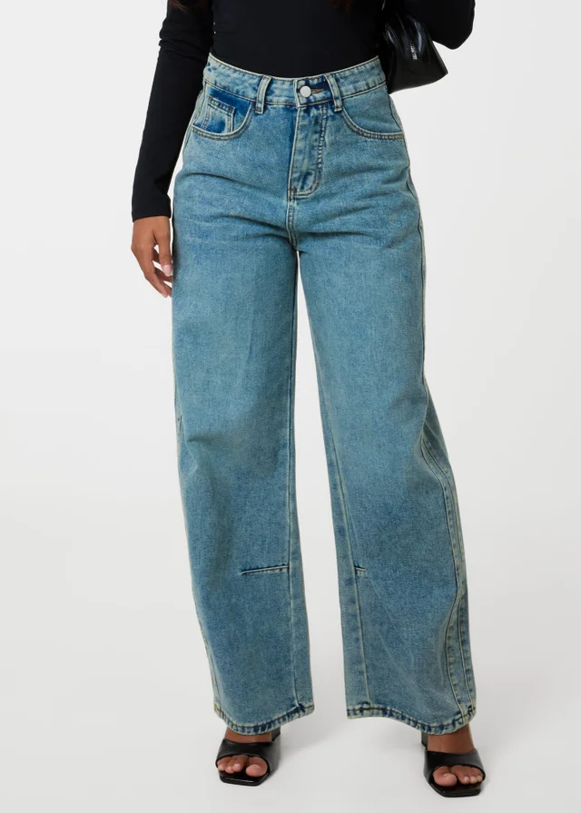 Pink Vanilla Blue Seam Detail Wide Leg Jeans