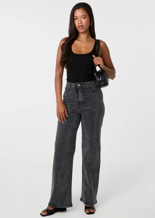 Pink Vanilla Black Diamante Jeans