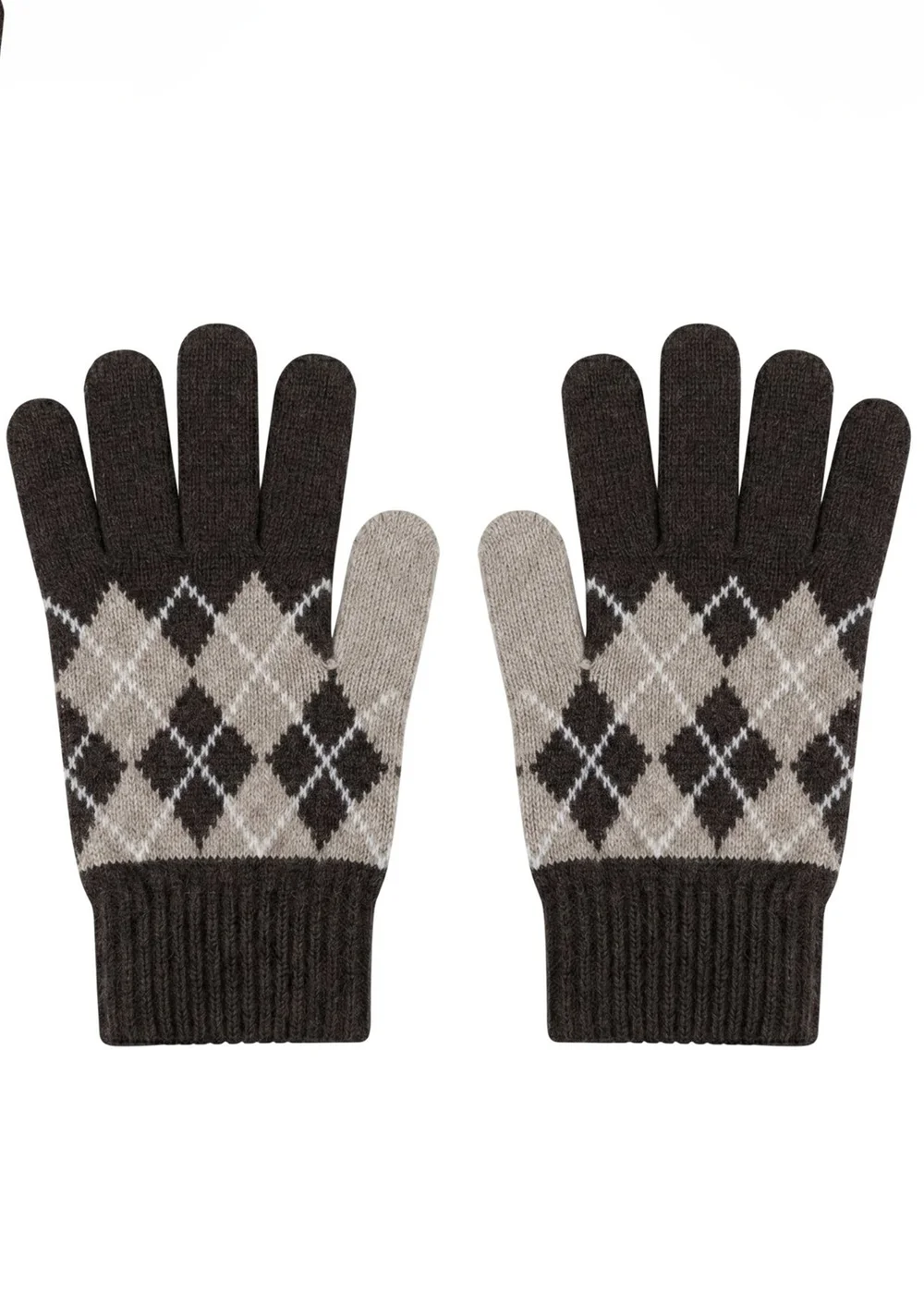 Gini London Multi Argyle Print Gloves - One Size Image 1