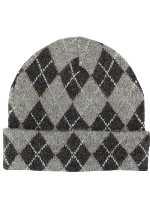 Gini London Multi Ladies Argyle Beanie Hat - One Size Image 1
