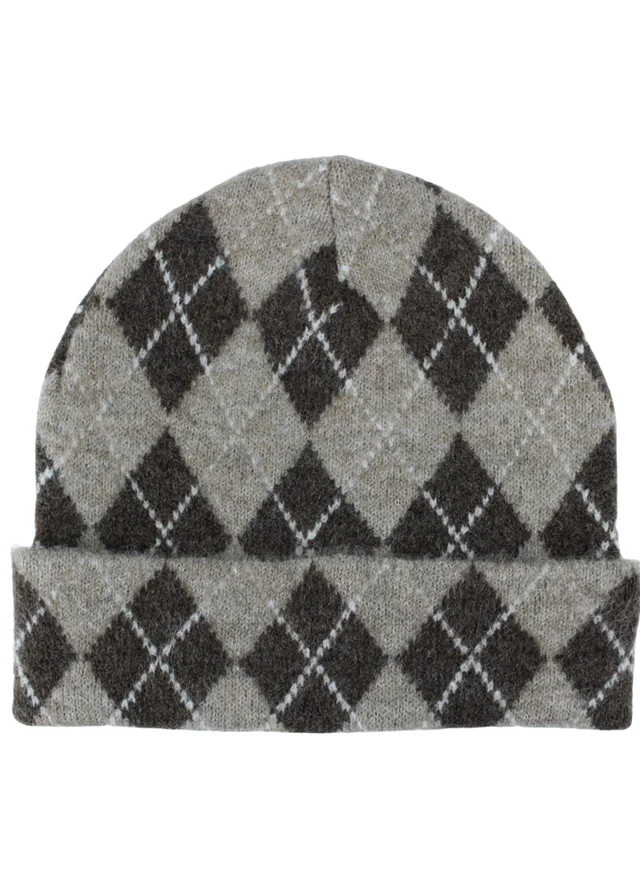 Gini London Multi Ladies Argyle Beanie Hat