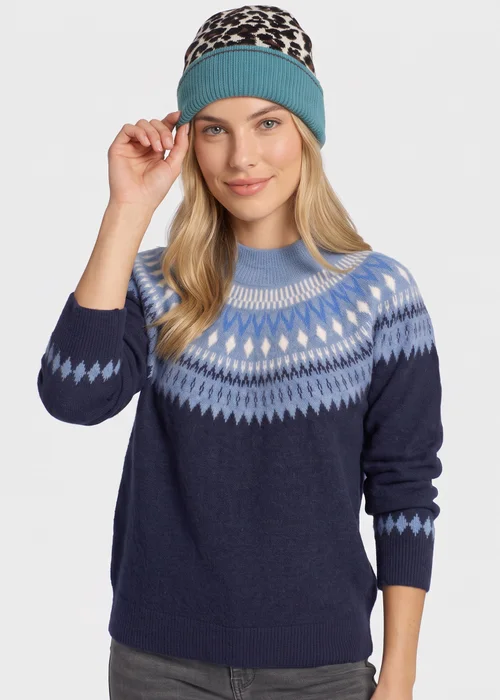 Gini London Multi Ladies Animal Beanie Contrast Cuff Hat - One Size Image 2