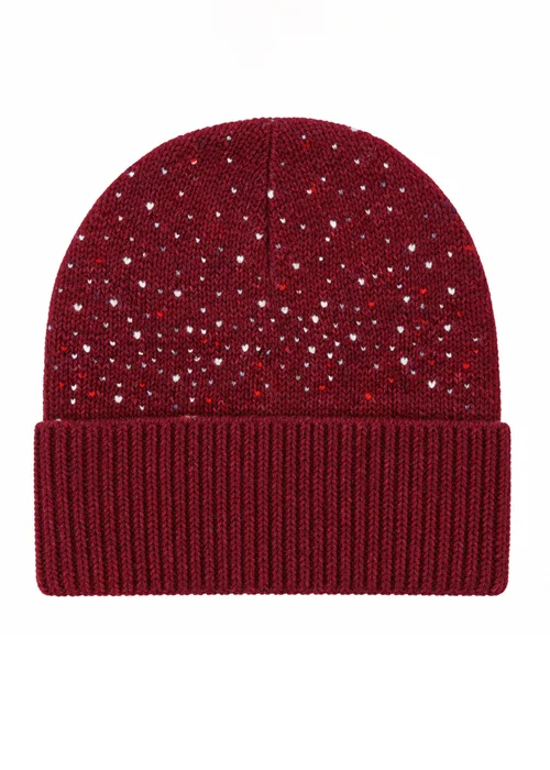Gini London Burgundy Ladies Embellished Beanie Hat - One Size Image 1