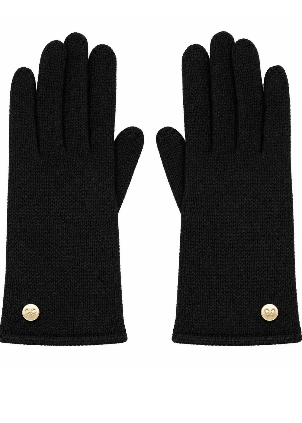 Gini London Black Gold Button Detail Gloves - One Size Image 1