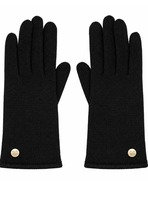Gini London Black Gold Button Detail Gloves - One Size Image 1