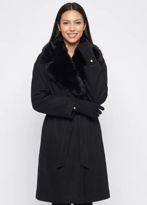 Gini London Black Gold Button Detail Gloves - One Size Image 2