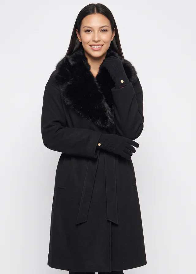 Gini London Black Gold Button Detail Gloves