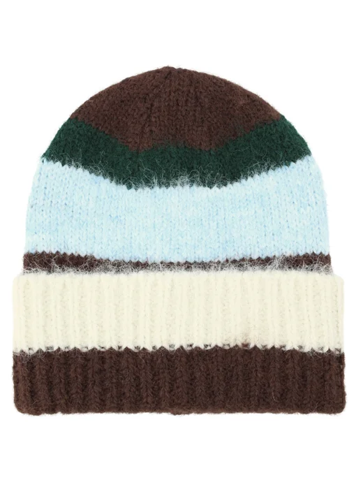 Gini London Multi Ladies Striped Beanie Hat - One Size Image 1