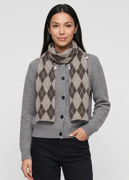 Gini London Multi Ladies Argyle Print Scarf - One Size Image 2