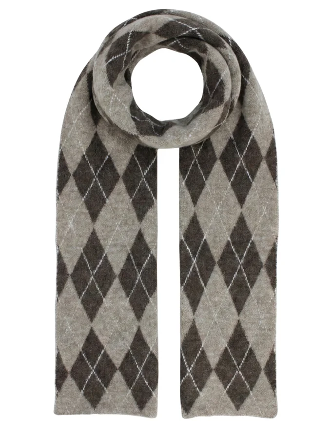 Gini London Multi Ladies Argyle Print Scarf