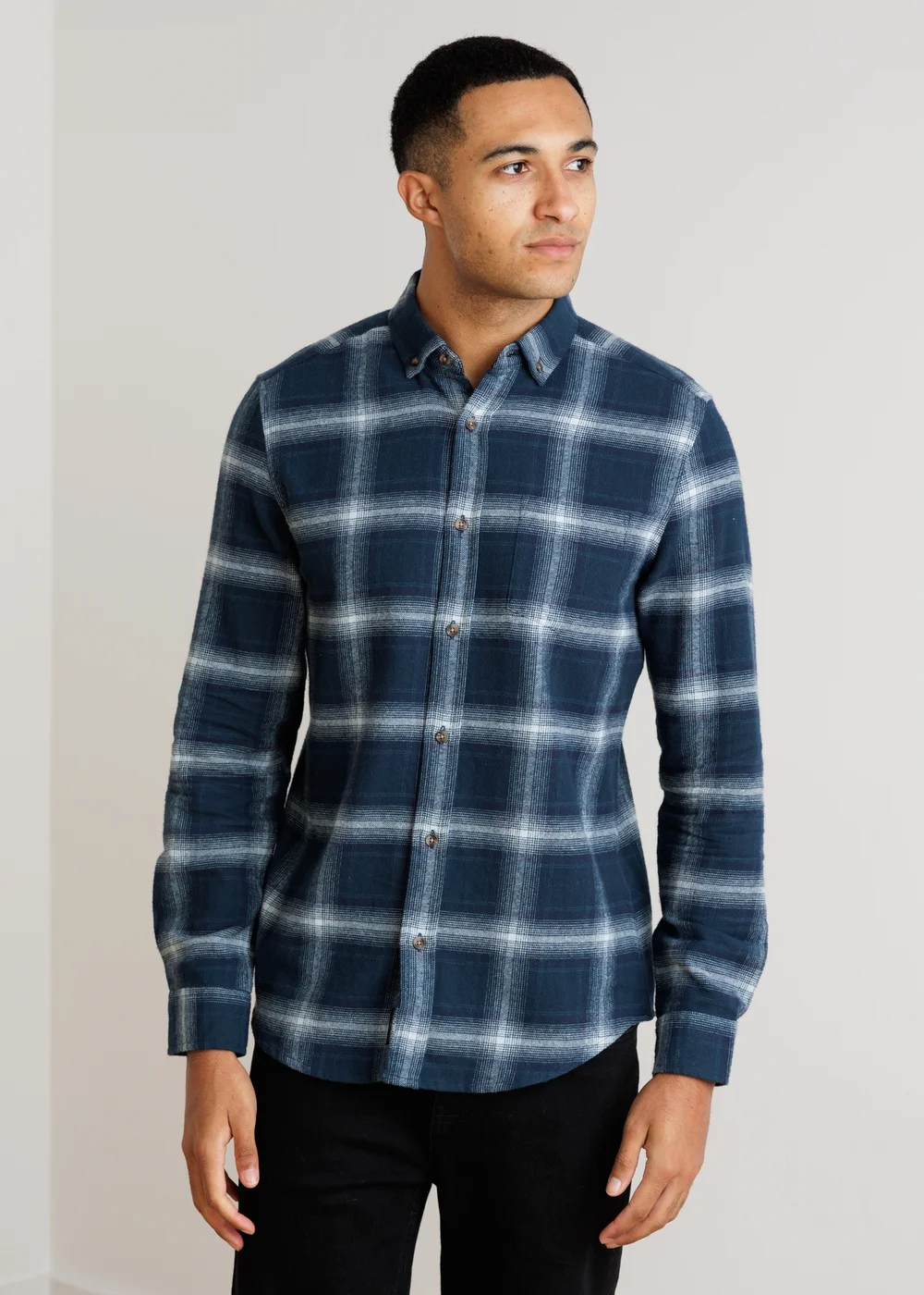 Tokyo Laundry Blue Button-Down Check Shirt - S Image 1