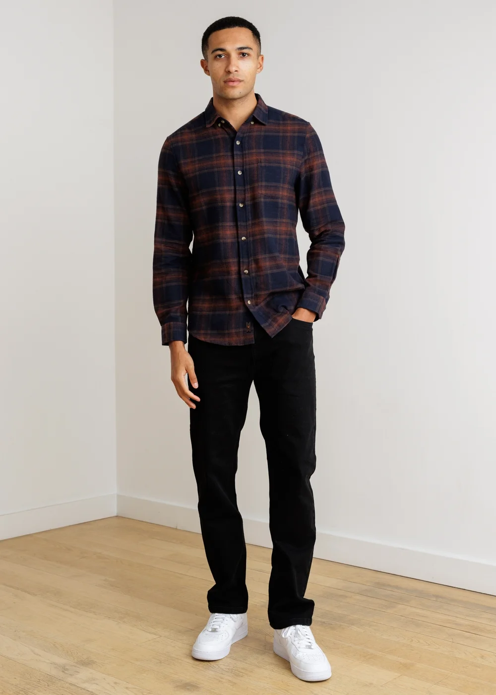 Tokyo Laundry Navy Button-Down Check Shirt - M Image 3