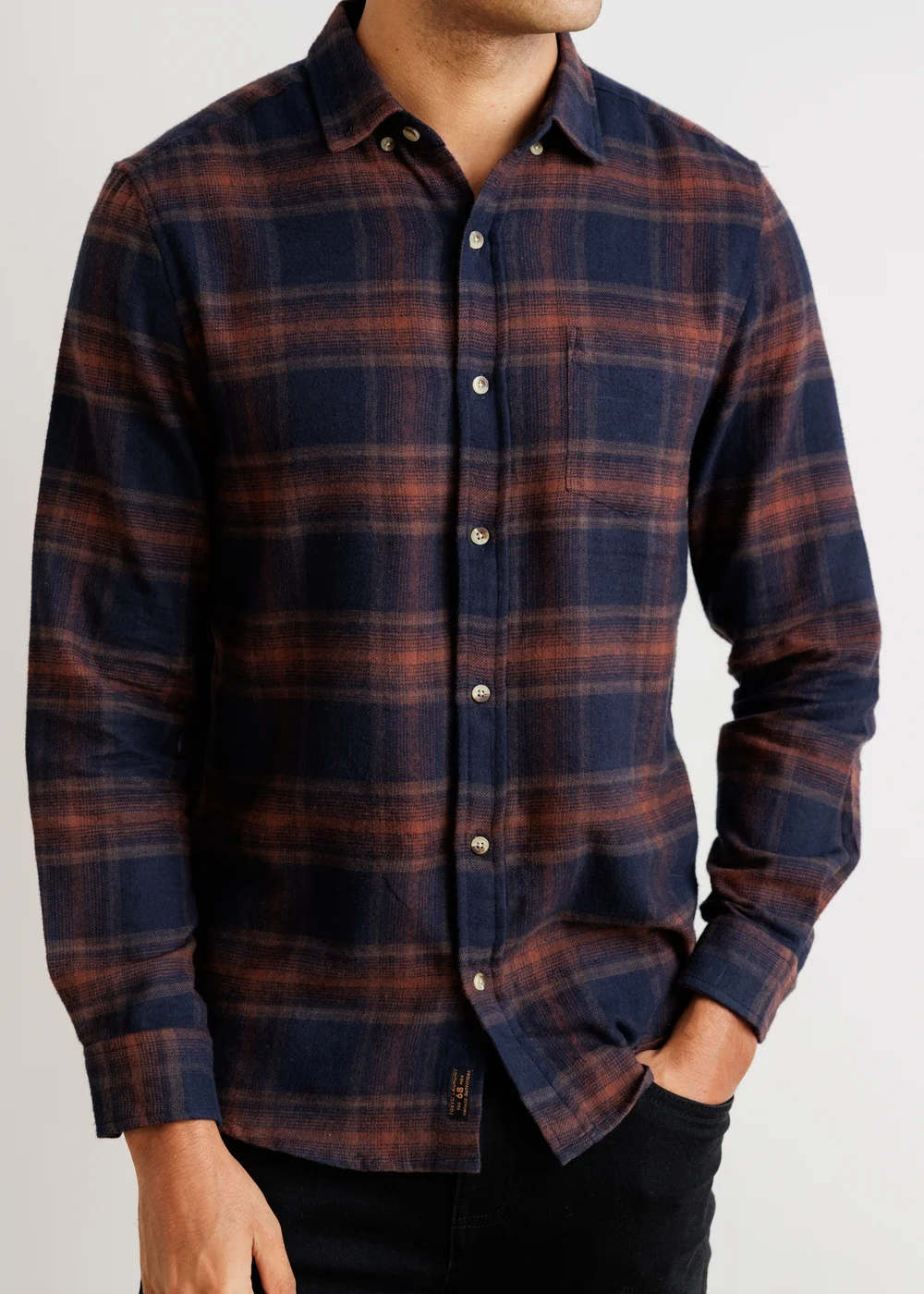 Tokyo Laundry Navy Button-Down Check Shirt - M Image 5