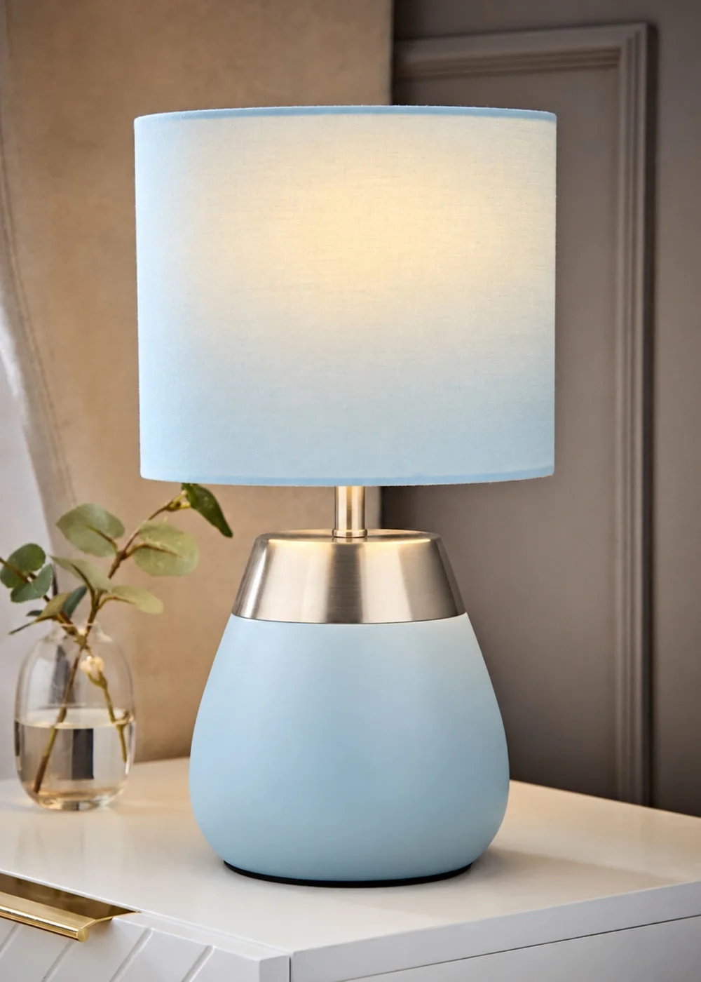 ValueLights Hurst Duck Egg Large Touch Table Lamp - One Size Image 1