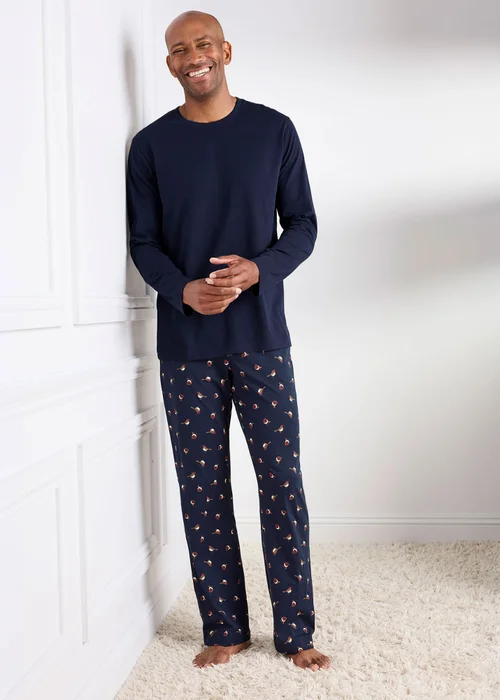 Cotton Traders Navy Jersey Loungewear Set - XL Image 2