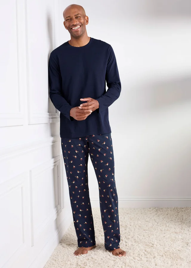 Cotton Traders Navy Jersey Loungewear Set