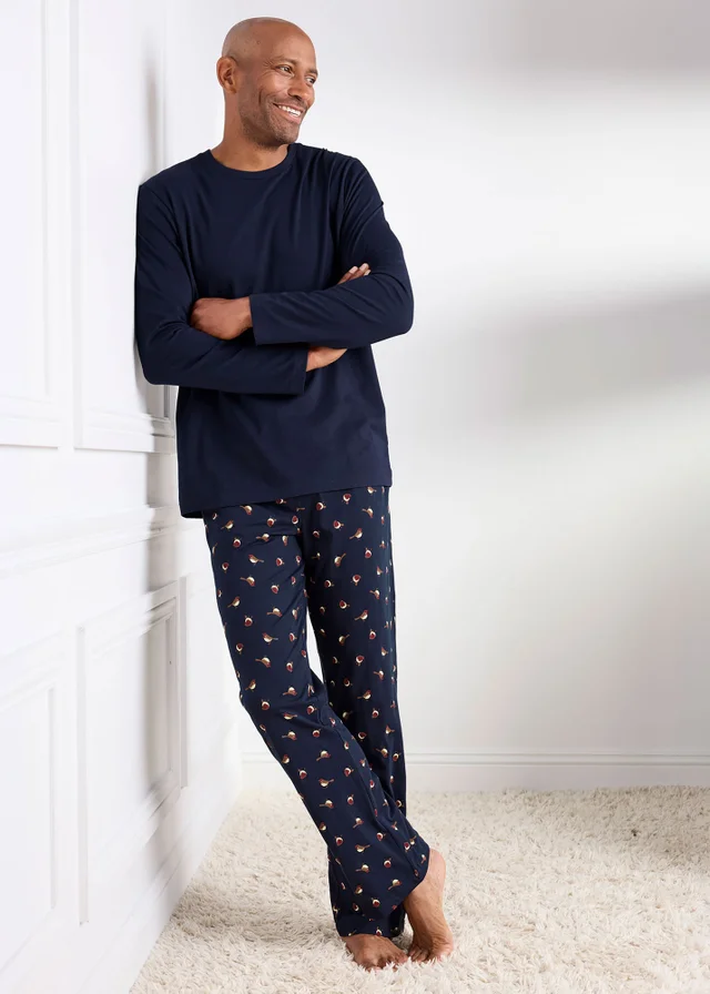 Cotton Traders Navy Jersey Loungewear Set