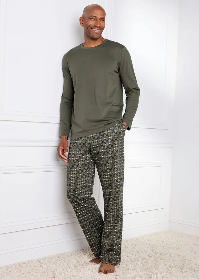 Cotton Traders Khaki Jersey Loungewear Set
