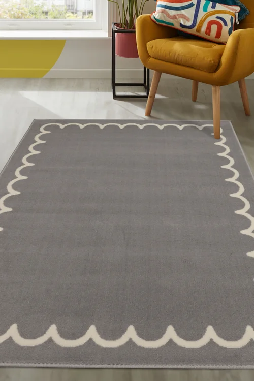 Homemaker Grey Maestro Frill Border Rug - 120 x 170 Image 1