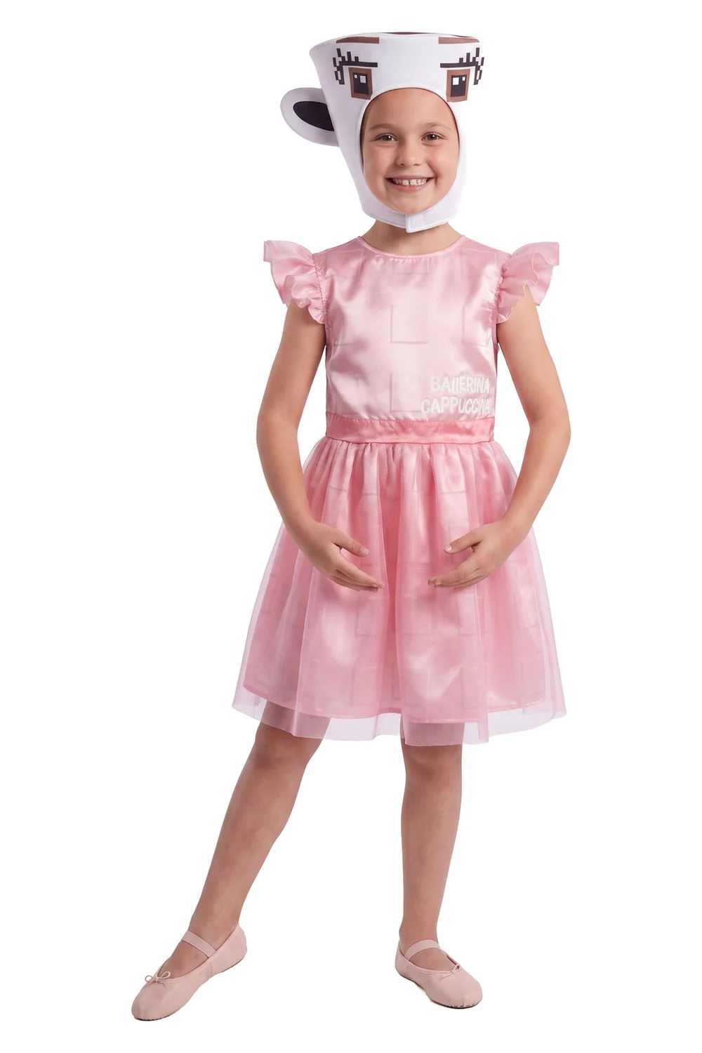 Vanilla Underground Steal A Brainrot Girls Pink Ballerina Cappucina 2 Piece Costume (4-8 Yrs) - 6-8 Yrs Image 1