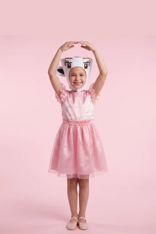 Vanilla Underground Steal A Brainrot Girls Pink Ballerina Cappucina 2 Piece Costume (4-8 Yrs) - 6-8 Yrs Image 4