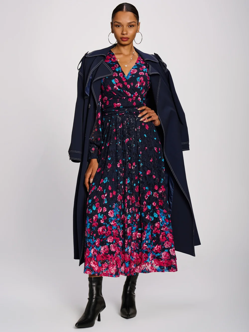 Jolie Moi Pink Multi Long Sleeve Printed Lace Maxi Dress - 14 Image 5