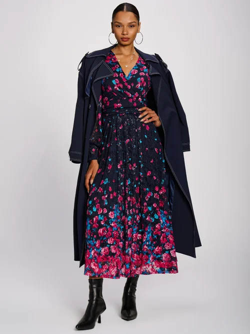 Jolie Moi Pink Multi Long Sleeve Printed Lace Maxi Dress - 14 Image 5