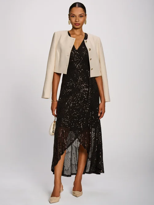 Jolie Moi Espresso Brown Sequin V-Neck Maxi Dress - 18 Image 5