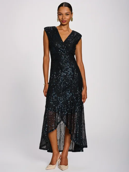 Jolie Moi Navy Sequin V-Neck Maxi Dress - 20 Image 1