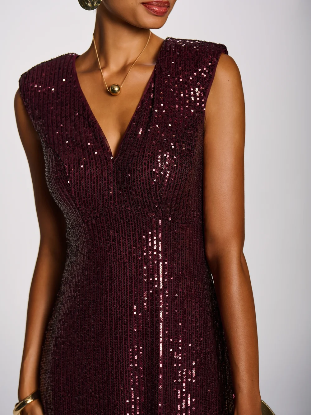 Jolie Moi Burgundy Multi Patterned Sequin Maxi Dress - 18 Image 2
