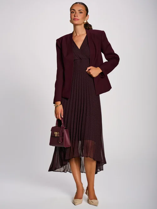 Jolie Moi Dark Brown Spot Angel Sleeve Pleated Chiffon Maxi Dress - 16 Image 5