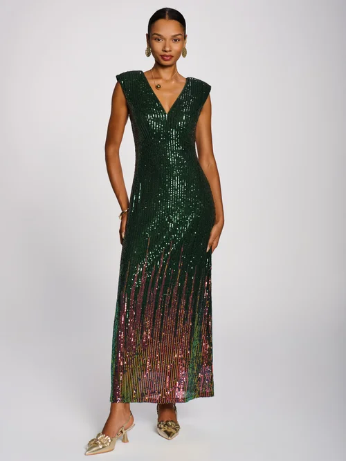 Jolie Moi Green Multi Patterned Sequin Maxi Dress - 10 Image 1