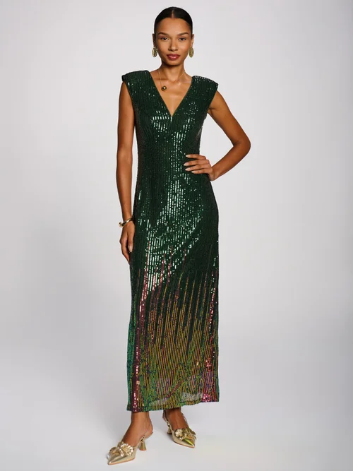 Jolie Moi Green Multi Patterned Sequin Maxi Dress - 10 Image 5