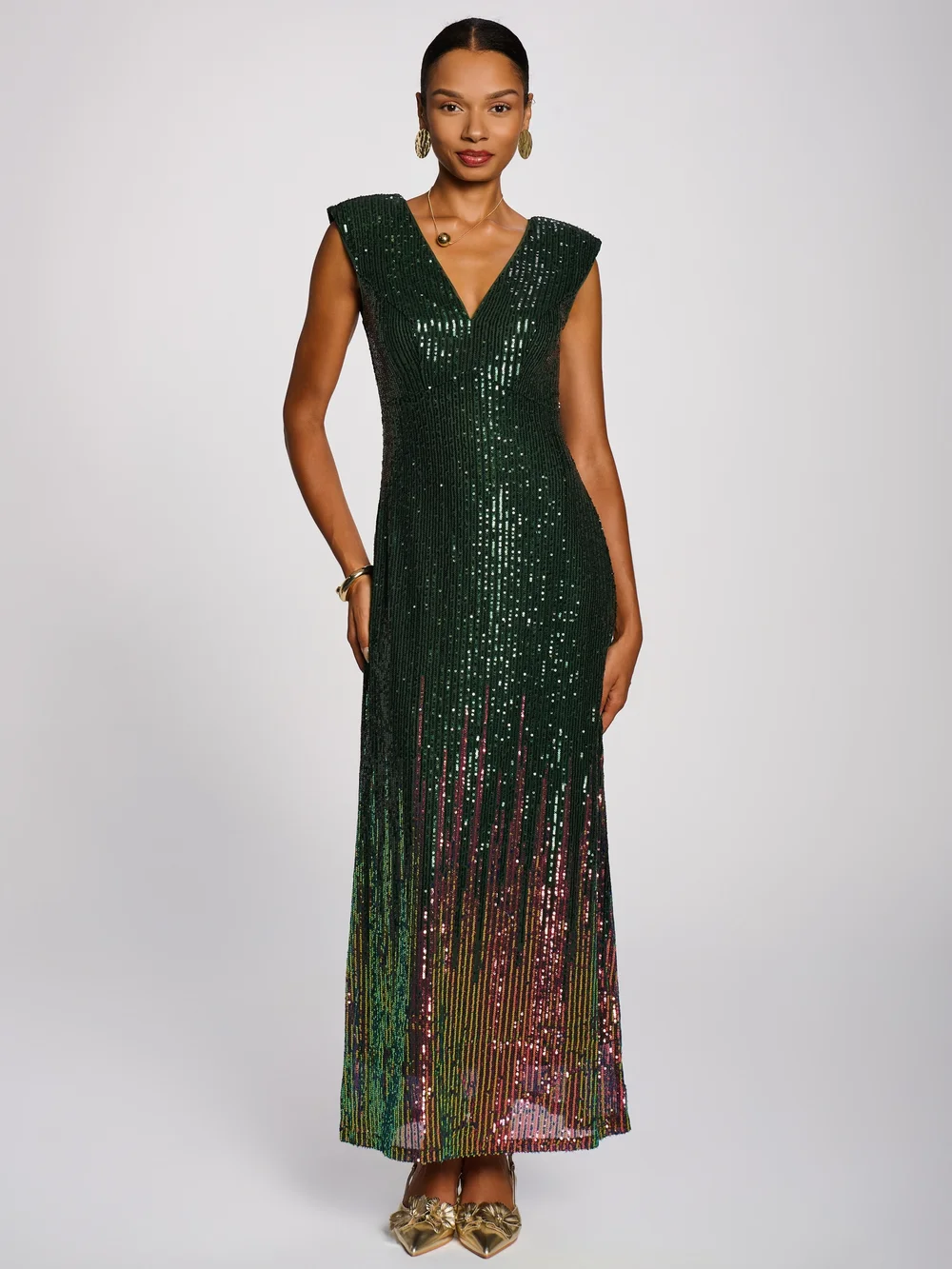 Jolie Moi Green Multi Patterned Sequin Maxi Dress - 10 Image 3