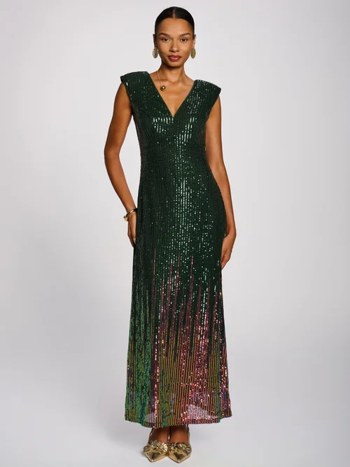 Jolie Moi Green Multi Patterned Sequin Maxi Dress - 10 Image 3
