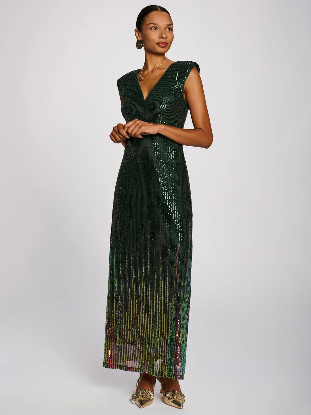 Jolie Moi Green Multi Patterned Sequin Maxi Dress - 10 Image 4