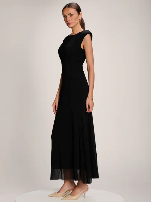 Jolie Moi Black Lace Insert Mesh Maxi Dress - 16 Image 5