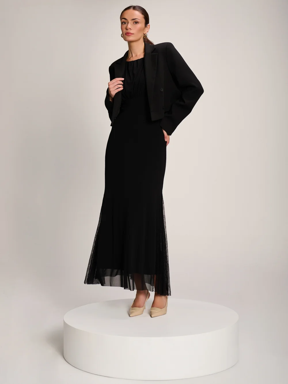 Jolie Moi Black Lace Insert Mesh Maxi Dress - 16 Image 4